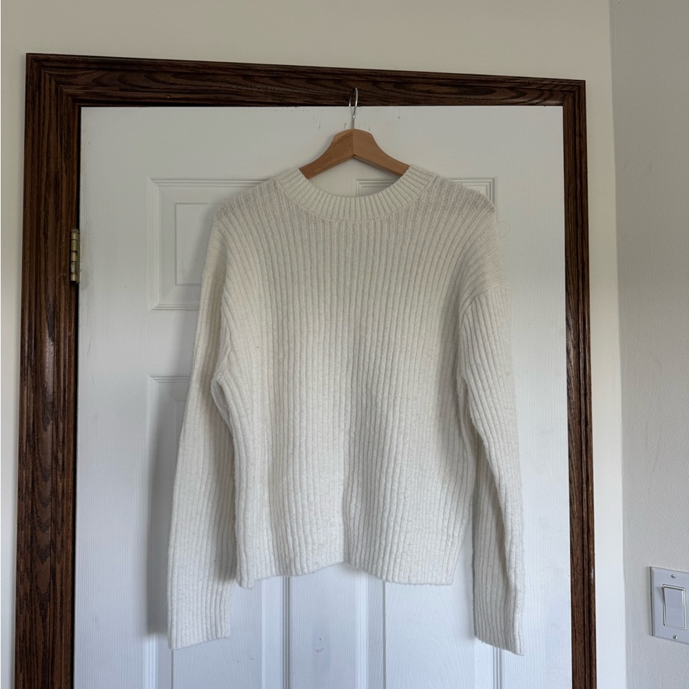 H&M Cream Ribbed Crew Neck Sweater